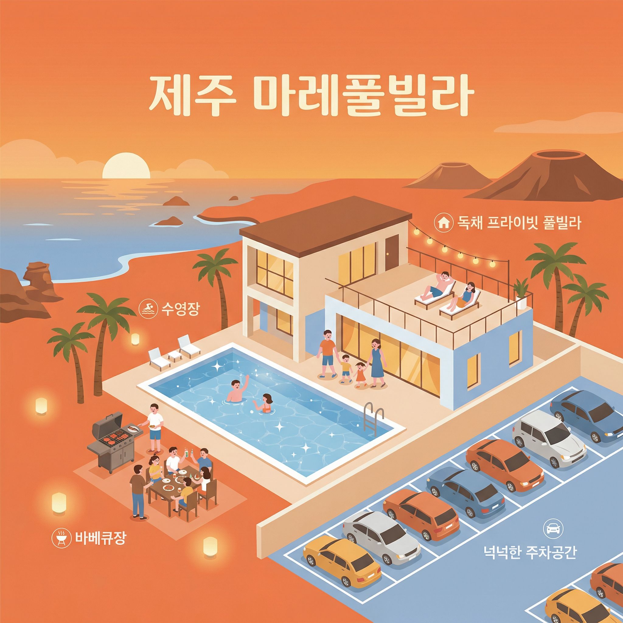 제주 마레풀빌라 홍보 디자인 · AI 이미지 활용